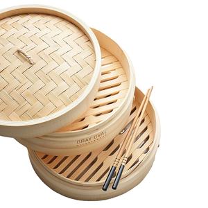 Juego de cesta de vapor de bambú ecológico Mini 10 pulgadas 12 pulgadas con logotipo láser grabado hecho en Vietnam - Product Image 1