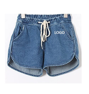 High Quality Canvas Denim Shorts Fashion High Waist Blue <b>Jeans</b> Casual Pants Elastic Waist <b>Drawstring</b> <b>Men</b> Denim Quick Dry - Product Image 2