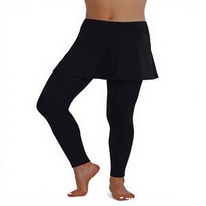 Leggings de yoga noirs taille haute avec jupe superposée, longueur intégrale, sans coutures, en Spandex et Polyester extensible, séchage rapide, anti-bactérien, pour femme - Product Image 4