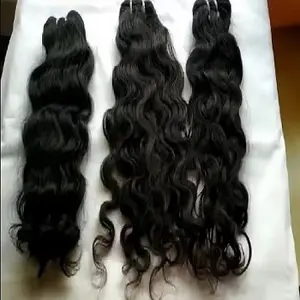 번들로 된 생 처녀 머리, 공장에서 생산 된 베트남 물결 모양의 검은 머리 인도