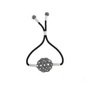 999 Sterling Silver <b>Adjustable</b> Kazaz <b>Bracelet</b> with White Love Knot for Gift Occasions - Product Image 2