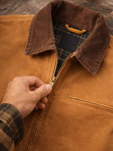 Vestes pour hommes, veste de travail en toile épaisse, col en velours côtelé, veste utilitaire isolée, veste de travail d'hiver doublée de plaid - Product Image 2