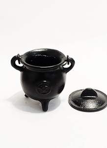 Chaudron rond en fonte de style antique avec poignées, parfait pour les rituels d'encens et la décoration intérieure - Product Image 3