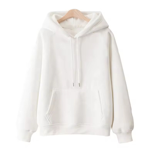Sweat à capuche blanc à manches longues pour femmes de haute qualité uni décontracté personnalisable surdimensionné à capuche logo brodé sweat à capuche à cordon - Product Image 1