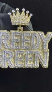 Colgante de Plata de Ley 925 con Letra Personalizada, Estilo Hip Hop, con Incrustaciones de Diamantes de Imitación, de Lujo, Chapado en Rodio, para Uso Unisex - Product Image 2