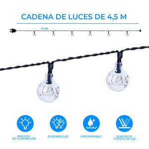 20 LED RGB Solar <b>Garden</b> Lights Durable Glass Body Outdoor <b>String</b> Lamps - Product Image 3