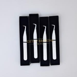 Diamant en poudre blanche, embout à 90 degrés en acier inoxydable, antimagnétique, antistatique, à dents lisses et courbées, pour cils en fibre 10mm - Product Image 6