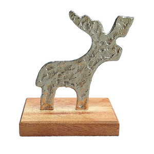 Ornement de renne assis avec base en bois Décoration de table de Noël améliorée pour la maison - Product Image 3