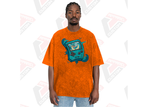 T-shirt élégant délavé à l'acide pour homme Design tendance confortable avec appliques écologiques pour l'été en velours côtelé batik denim - Product Image 5