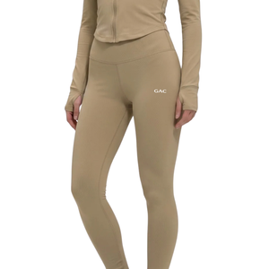 <b>Womens</b> Beige High Waist Full Length Yoga <b>Leggings</b> Knitted Comfortable Stretch Fitness Gym Workout Running Activewear <b>Compression</b> - Product Image 3