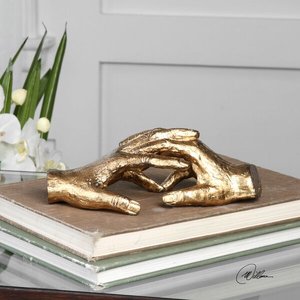 Venta caliente Hold My Hand Escultura de aluminio Escultura chapada en oro Escultura pulida moderna Objeto Trending Metal Gifts & Crafts - Product Image 3