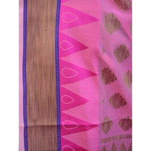 Banarasee Handloom Algodón Saree con Resham Work-Rosa - Product Image 2