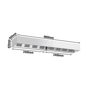 Hotte aspirante murale commerciale 4800 mm avec filtres à déflecteurs et éclairage - Product Image 3