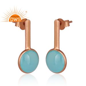 ต่างหูพลอยคาลซิโดนีชุบทองสีโรสเตอร์เงินต่างหูแบบปรับแต่งได้สำหรับผู้หญิง - Product Image 2