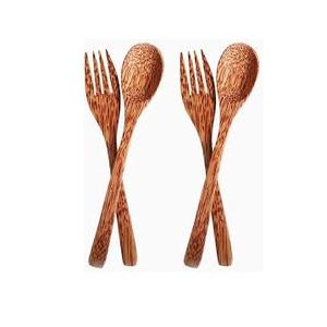 Luxury Handmade 4-Piece <b>Wooden</b> <b>Cutlery</b> Set Eco-Friendly and Sustainable for Back to School With 2 Spoons and 2 Forks - Product Image 1