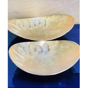 Bols à salade de fruits en métal décoratifs pour la maison Bol à mélanger ovale en aluminium doré avec bol à collations en aluminium fait main de haute finition - Product Image 3