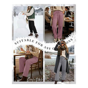 Pantalones Deportivos de Mujer con Forro Polar, Pierna Recta, Térmicos, Holgados, con Bolsillos, Cintura Alta Elástica, Joggers para Mujer - Product Image 5