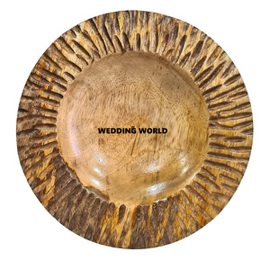 Nueva Mesa recubierta de Color marrón decorar placa de madera forma redonda diseñador de lujo utensilios de cocina hechos a mano placa de madera al por mayor - Product Image 3