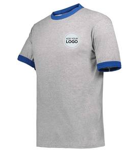 T-shirt unisexe à manches courtes en poly coton doux et classique pour hommes, gris chiné - Product Image 1