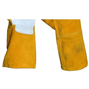 Guantes de soldadura de cuero de vaca jardinería soldadura estufa de leña guantes de trabajo resistentes al calor mejor calidad diseño OEM - Product Image 5