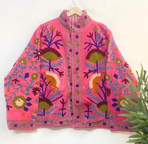 Handmade Velvet Embroidery Suzani Jacket Floral print <b>Beach</b> Wear Jacket Indian Wholesaeller Of Jacket Winter Jackets - Product Image 6
