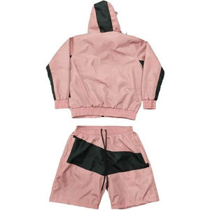 Summer Wholesale Customized Unisex Windbreaker <b>Shorts</b> Set For <b>Men</b> 100% Polyester Split Color <b>Zip</b>-Up Windbreaker <b>Short</b> Set - Product Image 2