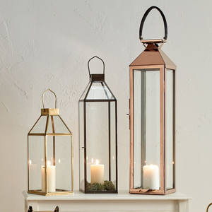 Candelabros de Metal y Vidrio Templado Hechos a Mano, Grandes, Color Oro Rosa, Modernos, para Decoración Navideña del Hogar - Product Image 1