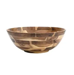 Handmade Design Food Storage Wood Bowl Dinner Table Centerpieces Walnut Finishing Top Selling Fruit Server Bowl