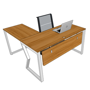 MBamboo L-Shaped Corner <b>Desk</b> 140x140cm <b>Solid</b> <b>Wood</b> Modern Minimalist Design Assembled Iron Legs for Office or Study Use - Product Image 4