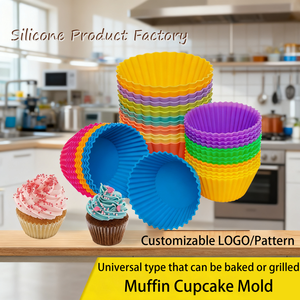Cake Molds Basics Reusable Food Grade <b>Silicone</b> Baking Cups Muffin Liners BPA Free Heat Resistant Dishwasher Safe Cake <b>Tools</b> - Product Image 6