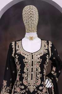 ชุดใส่ไปงานปาร์ตี้สำหรับผู้หญิงชุดสไตล์พาลาซโซปักลายสไตล์ซาลวาร์ Kameez - Product Image 4