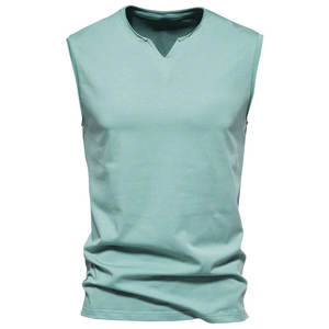2024 conception personnalisée débardeur pour hommes col en V débardeur en coton pour hommes confortable et ajusté débardeur pour hommes - Product Image 1