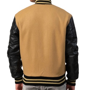 Chaqueta Universitaria de Lana de Camello de Alta Calidad con Mangas de Cuero, Chaqueta Universitaria Personalizada con Talla y Logotipo, Chaqueta de Béisbol de Invierno 2026 - Product Image 4
