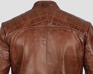 เสื้อแจ็คเก็ตหนังวัวแท้เคลือบแว็กซ์สีน้ำตาลแบบสั่งทำพิเศษสำหรับผู้ชาย สไตล์วินเทจแท้ ทรงเข้ารูป - Product Image 6