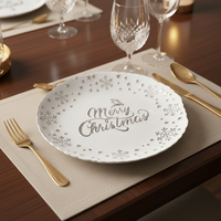 Assiettes de présentation en verre rouge foncé de 13 pouces avec flocons de neige argentés en relief pour la décoration de table de Noël, des fêtes d'hiver et des banquets