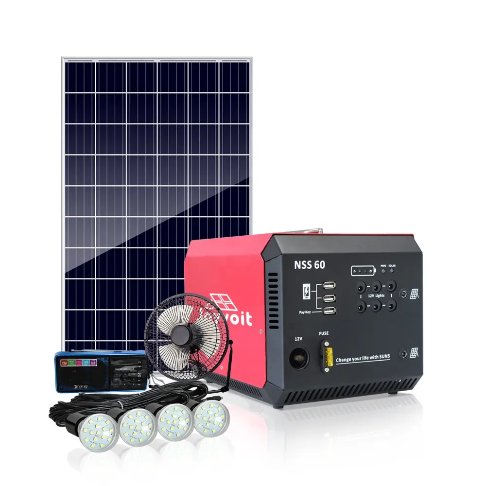 Einfach zu installieren Pay as you go Solar Home System 60W Solar Beleuchtungs system zur Miete für das eigene Raten geschäft
