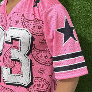 T-shirts en maille sérigraphiés à col en V personnalisés T-shirts surdimensionnés à séchage rapide Boxy Mesh Wear Basketball Football Jersey T-shirt pour hommes - Product Image 4