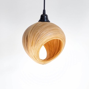 New design hanging <b>light</b> coil spun <b>bamboo</b> chandelier lamp natural pendant <b>light</b> for home living room & hotel - Product Image 2