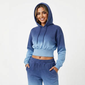 Sweat-shirt à capuche pour femme en coton lourd de haute qualité OEM, taille large côtelée, épaules tombantes, pull élégant pour femme - Product Image 1