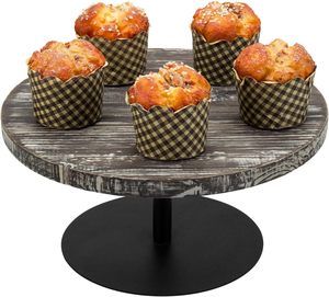 NUEVO Soporte de pastel con BASE DE METAL SUPERIOR DE MADERA con diseño de pétalos delicados Ideal para decoración de fiestas en el jardín Presentación de postres top de nuevo estilo - Product Image 1