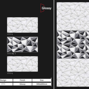 Carreaux muraux en céramique 300x600mm pour salle de bain et cuisine, finition brillante, mate, effet sucre, design mural intérieur luxueux - Product Image 1