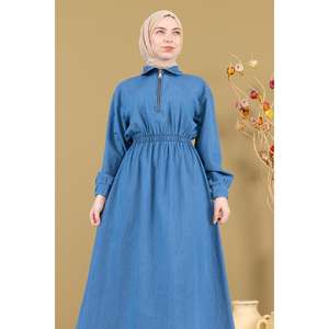 Vestido Casual de Mezclilla Azul Claro MSW19240-1 con Cintura Elástica con Cierre -MSW19240-1 - Product Image 2