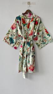 Kimono pur coton Kaftan Block Print Oriental Robe Festival Vêtements 100% Coton Kimono Robes - Product Image 2