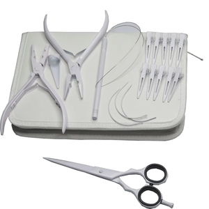 Professional <b>Tape</b> in Hair Extension & <b>Micro</b> Links Hair Extensions Tools Kit in White Color Custom Logo Hair Extension Tools - Product Image 1