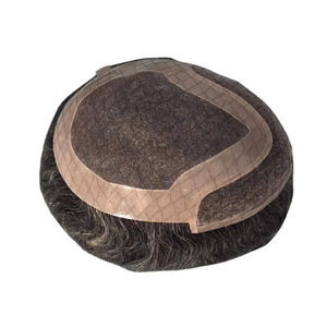 Perruque Taz Hair BD en cheveux humains, ondulée, prothèse, 100% cheveux chinois Remy, toupet à dentelle frontale avec base mono - Product Image 1