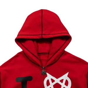 Sudadera con capucha de lana y cremallera de algodón 100% de alta calidad para hombre, estilo de ropa de calle, serigrafía de peso pesado, capucha sólida para invierno - Product Image 4