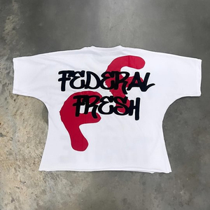 Custom Heavyweight Graphic Print Tee Shirt High Street Vintage Oversize Boxy Fit Round Neck Full Printed <b>Cropped</b> Boxy T Shirts - Product Image 4