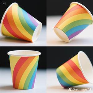 Vaso de papel de arcoíris respetuoso con el medio ambiente 22 oz 100 paquetes desechables y elegantes - Product Image 3