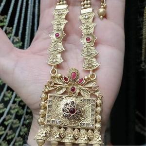 New Design <b>Charming</b> Fashionable Factory Wholesale Antique 18K Gold Plated Indian Rajwari Long Chain <b>Necklace</b> Women's Jewelry Set - Product Image 2