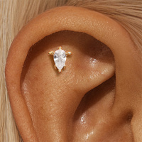 CANNER S925 Plaqué Or Argent Sterling Larme Blanc Zircon Tortue de Mer Hippocampe Griffe Dos Plat Vis Filetée Piercings